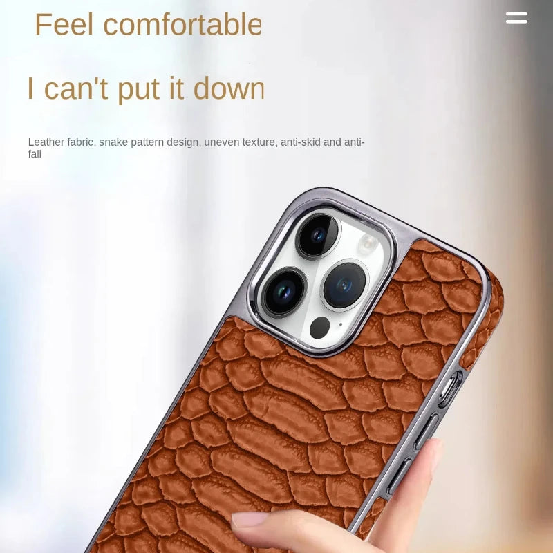 Cazé SerpentLux Leather Case for iPhone 12–16 Series