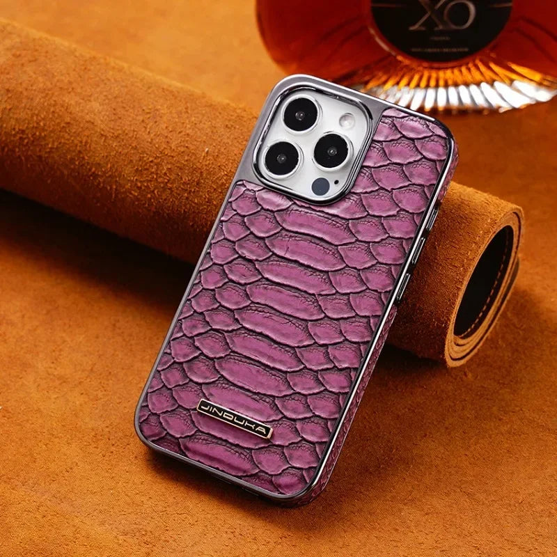 Cazé SerpentLux Leather Case for iPhone 12–16 Series