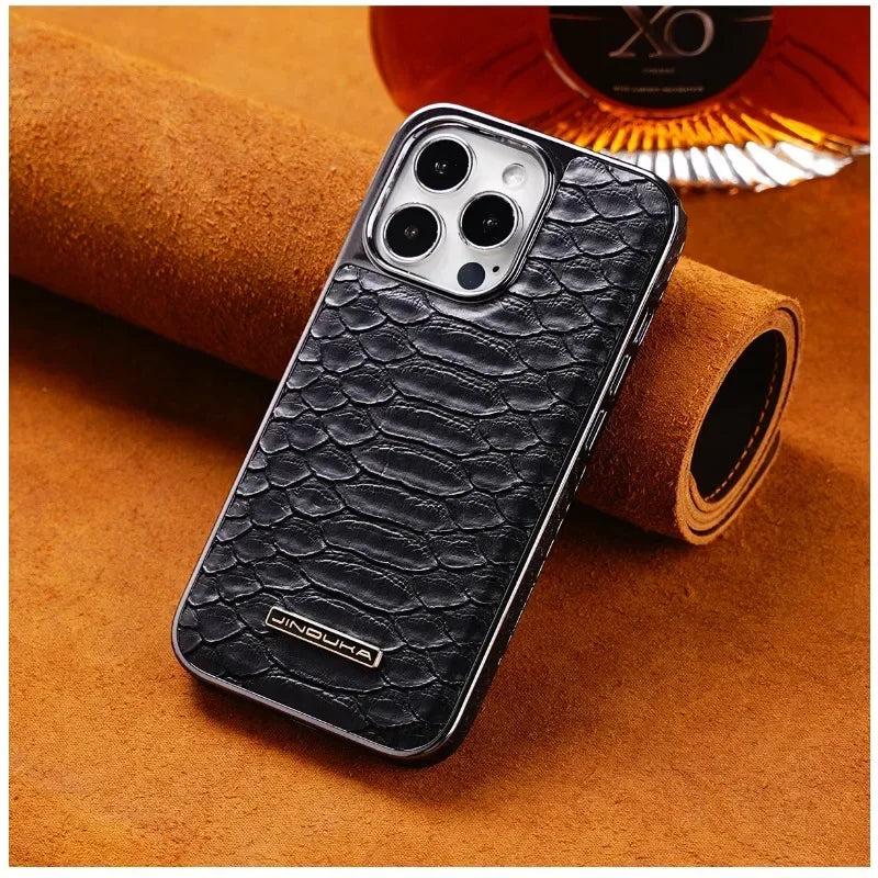 Cazé SerpentLux Leather Case for iPhone 12–16 Series
